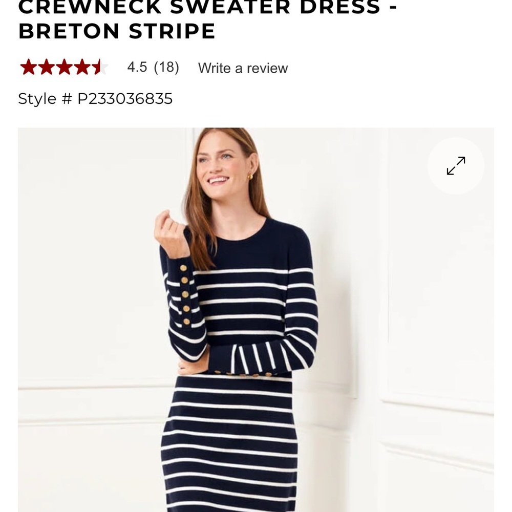Talbots Navy sweater striped dress.  Worn twice.